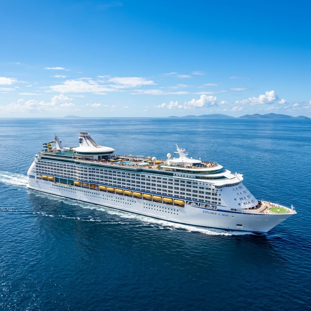 Majestic cruise ship on the ocean
